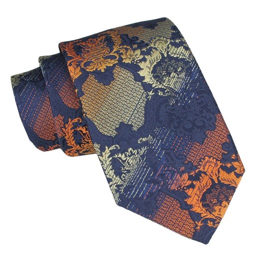 Klasyczny Krawat Męski - ALTIES - Duży Wzór, Jesienne Kolory KRALTS0873 ze sklepu JegoSzafa.pl w kategorii Krawaty - zdjęcie 160216756