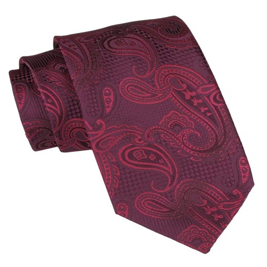 Klasyczny Krawat Męski - ALTIES - Głęboka Czerwień, Paisley KRALTS0874 ze sklepu JegoSzafa.pl w kategorii Krawaty - zdjęcie 160216758