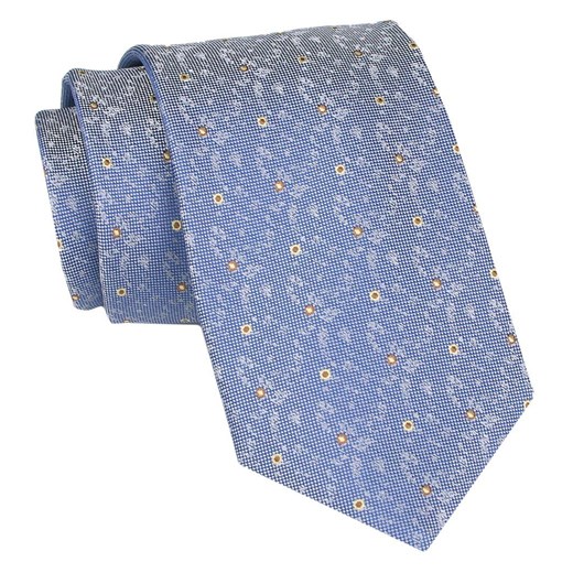 Klasyczny Krawat Męski - ALTIES - Jasnoniebieski, Drobny Groszek KRALTS0891 ze sklepu JegoSzafa.pl w kategorii Krawaty - zdjęcie 160216778