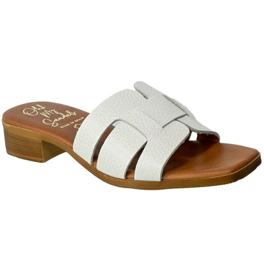 Klapki Oh My Sandals 5166 Dulux Bianco Białe Skórzane ze sklepu EuroButy.com.pl w kategorii Klapki damskie - zdjęcie 160255447