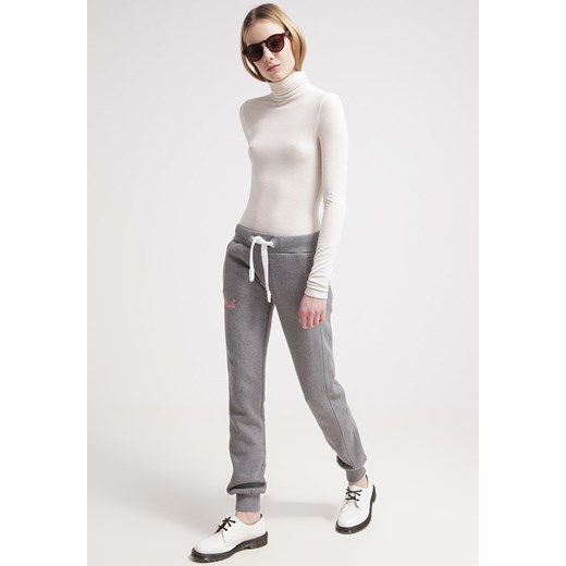Superdry Spodnie treningowe dark marl zalando bialy Odzież