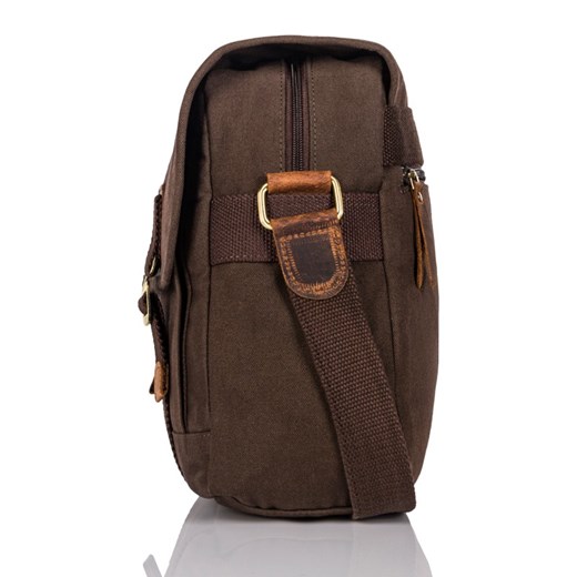 Torba Męska Brązowa Na Ramię Z Canvasu T-17-Br Paolo Peruzzi one size Paolo Peruzzi