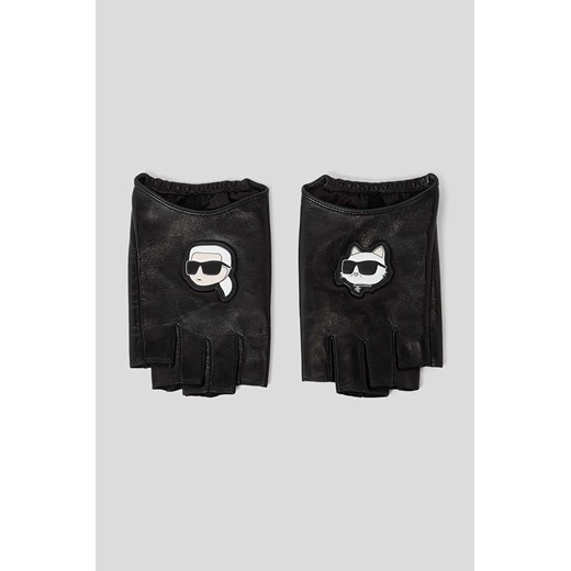 Karl Lagerfeld mitenki skórzane damskie kolor czarny ze sklepu ANSWEAR.com w kategorii Rękawiczki damskie - zdjęcie 160291515