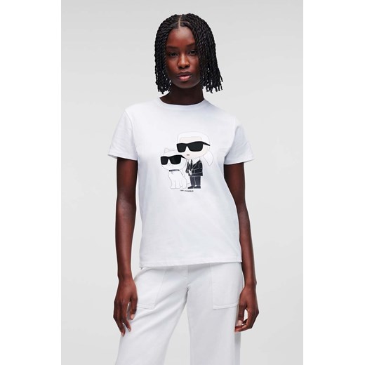 Karl Lagerfeld t-shirt bawełniany kolor biały ze sklepu ANSWEAR.com w kategorii Bluzki damskie - zdjęcie 160291537