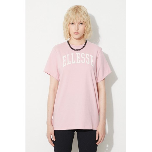 Ellesse t-shirt bawełniany kolor różowy SGR17859-LIGHTGREY ze sklepu ANSWEAR.com w kategorii Bluzki damskie - zdjęcie 160291559