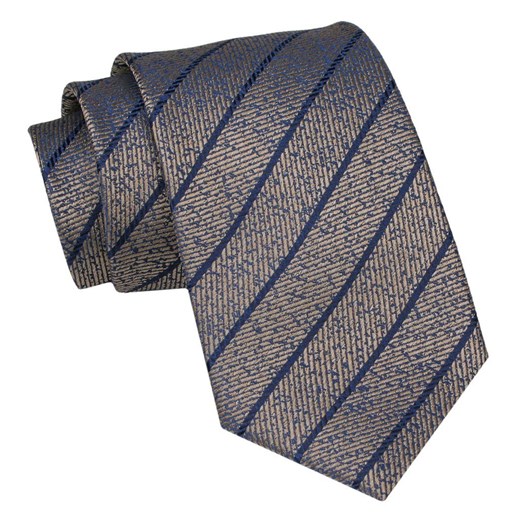 Klasyczny Męski Krawat - ALTIES - Ciemny Beż, Pasek KRALTS0924 ze sklepu JegoSzafa.pl w kategorii Krawaty - zdjęcie 160291729