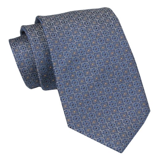 Klasyczny Męski Krawat - ALTIES - Niebieski, Drobny Wzór KRALTS0926 ze sklepu JegoSzafa.pl w kategorii Krawaty - zdjęcie 160291745