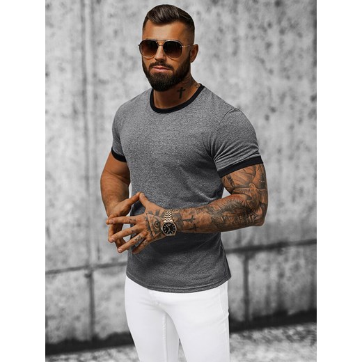 T-shirt męski Ozonee szary z krótkim rękawem