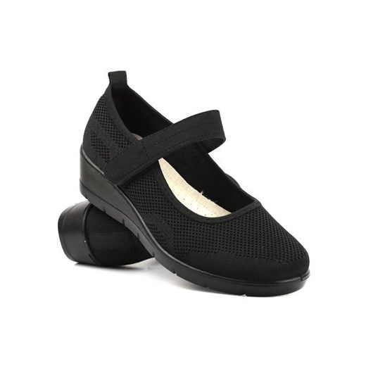 Półbuty, buty damskie zdrowotne - UNISOFT 23TX02-6016, czarne ze sklepu ulubioneobuwie w kategorii Półbuty damskie - zdjęcie 160318445
