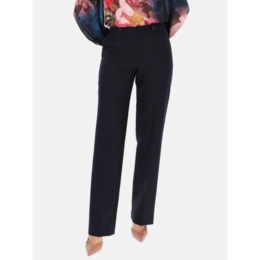 Granatowe spodnie damskie na kant z ozdobami Potis & Verso Ksena ze sklepu Eye For Fashion w kategorii Spodnie damskie - zdjęcie 160319676