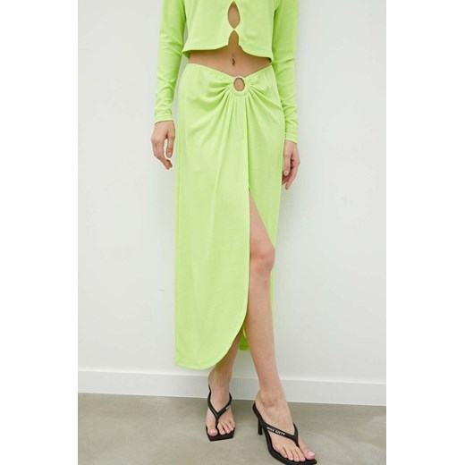 Résumé spódnica kolor zielony midi prosta ze sklepu ANSWEAR.com w kategorii Spódnice - zdjęcie 160325138