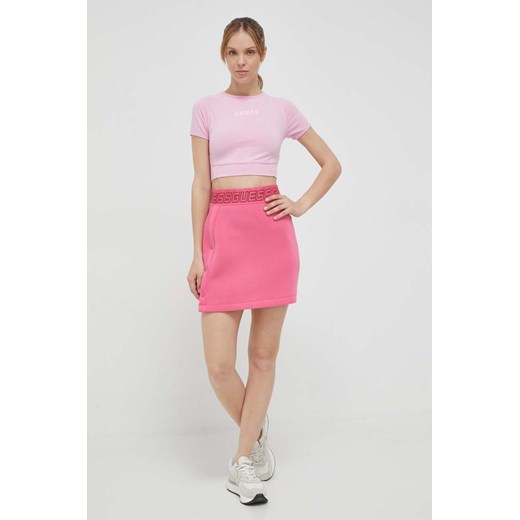 Guess spódnica kolor różowy mini prosta ze sklepu ANSWEAR.com w kategorii Spódnice - zdjęcie 160325216