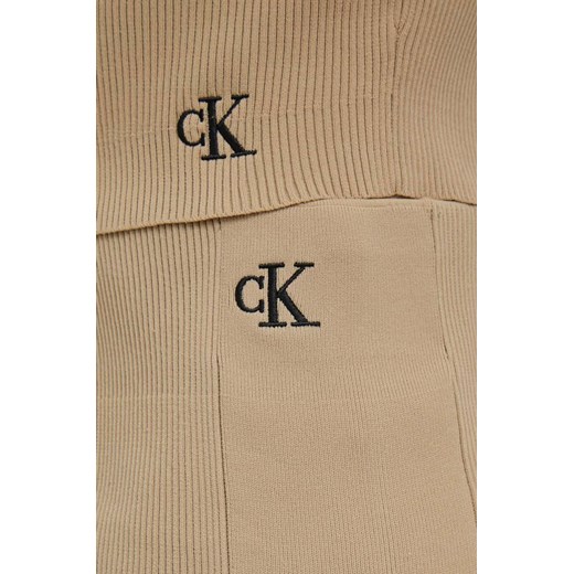 Calvin Klein Jeans spódnica kolor beżowy midi ołówkowa S ANSWEAR.com