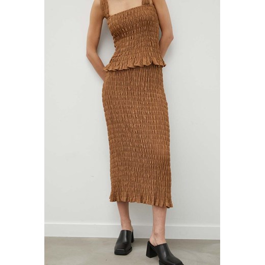By Malene Birger spódnica kolor brązowy midi ołówkowa ze sklepu ANSWEAR.com w kategorii Spódnice - zdjęcie 160325428