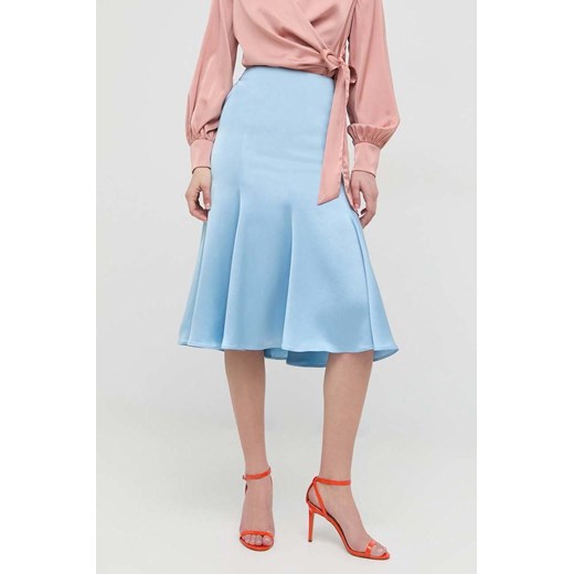 Trussardi spódnica kolor niebieski midi rozkloszowana ze sklepu ANSWEAR.com w kategorii Spódnice - zdjęcie 160335507