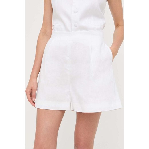 Bardot szorty lniane kolor beżowy gładkie high waist M ANSWEAR.com