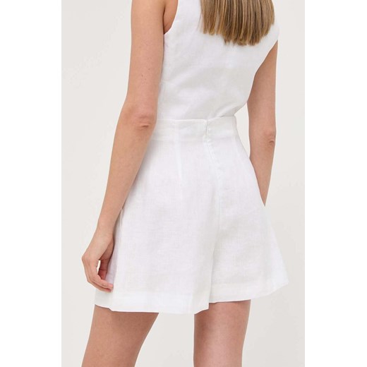 Bardot szorty lniane kolor beżowy gładkie high waist XS ANSWEAR.com