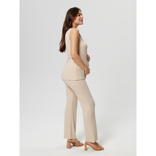 Sinsay - Spodnie MAMA - Beżowy Sinsay XL Sinsay