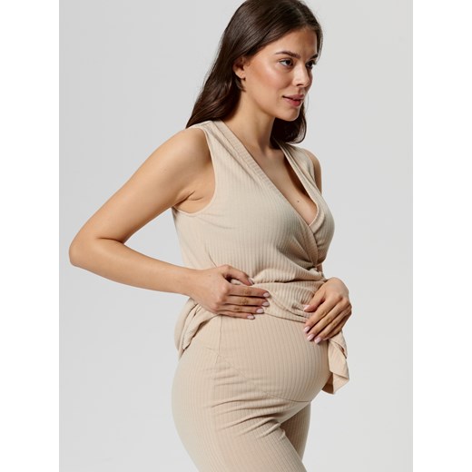 Sinsay - Spodnie MAMA - Beżowy Sinsay XL Sinsay