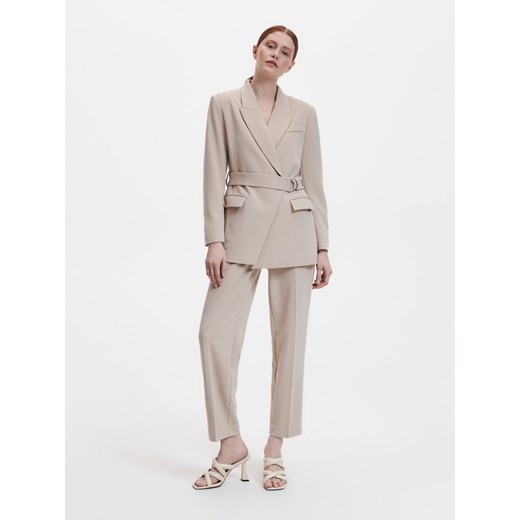 Reserved - Marynarka z paskiem - Beżowy Reserved XL Reserved okazja