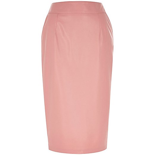 Coral leather-look pencil skirt river-island rozowy skóra