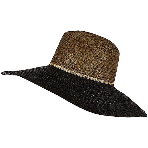 Black oversized straw fedora hat river-island czarny oversize