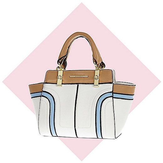 Girls white colour block winged tote bag river-island rozowy 