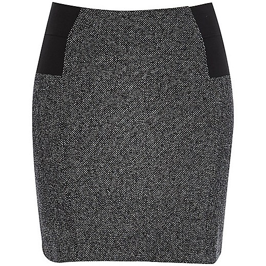 Grey elastic side pull on mini skirt river-island szary mini