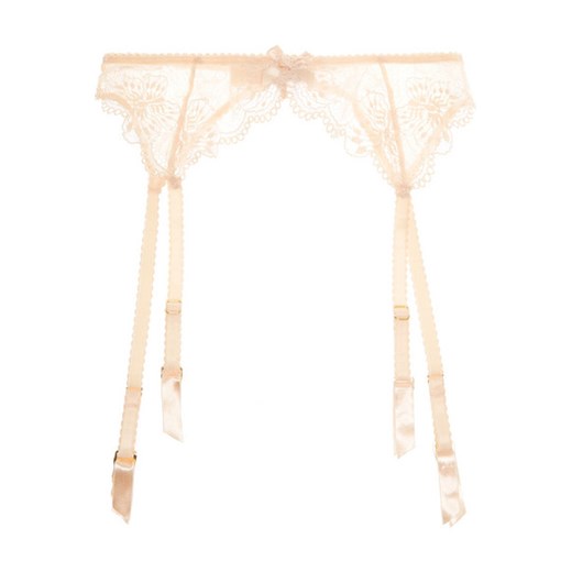 Mirabel lace and Swiss-dot stretch-tulle suspender belt net-a-porter bezowy 