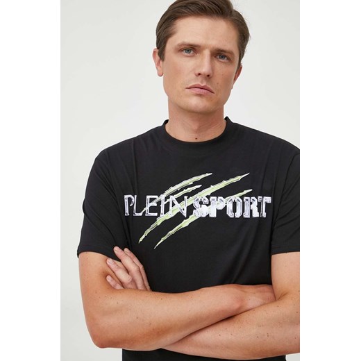 PLEIN SPORT t-shirt bawełniany kolor czarny z nadrukiem ze sklepu ANSWEAR.com w kategorii T-shirty męskie - zdjęcie 160410945