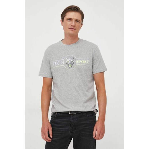 PLEIN SPORT t-shirt bawełniany kolor szary z nadrukiem ze sklepu ANSWEAR.com w kategorii T-shirty męskie - zdjęcie 160410949