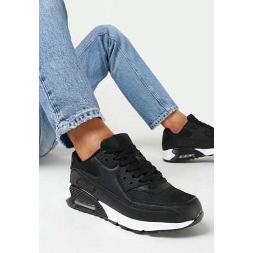 Czarno-Białe Sneakersy na Grubej Podeszwie z Wstawką Denni ze sklepu born2be.pl w kategorii Buty sportowe damskie - zdjęcie 160412679