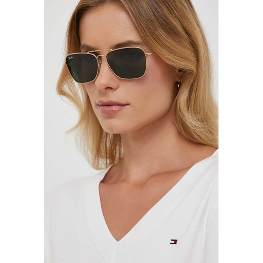 Ray-Ban okulary przeciwsłoneczne CARAVAN REVERSE kolor złoty 0RBR0102S ze sklepu ANSWEAR.com w kategorii Okulary przeciwsłoneczne damskie - zdjęcie 160413856