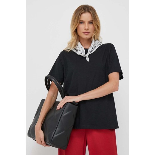 United Colors of Benetton t-shirt bawełniany kolor czarny ze sklepu ANSWEAR.com w kategorii Bluzki damskie - zdjęcie 160413858