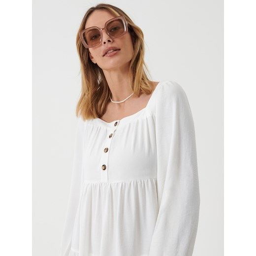 Sinsay - Sukienka mini babydoll - Kremowy Sinsay XL okazja Sinsay