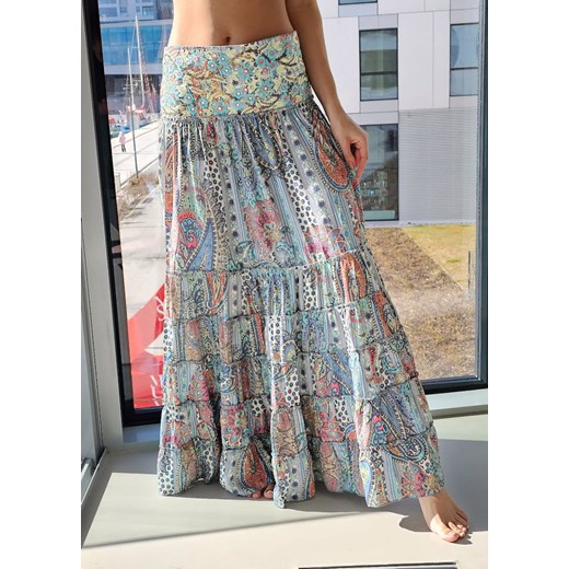 Spódnica Damska Maxi Jedwabna Niebieska - Pueblo Boho World S/M Ligari