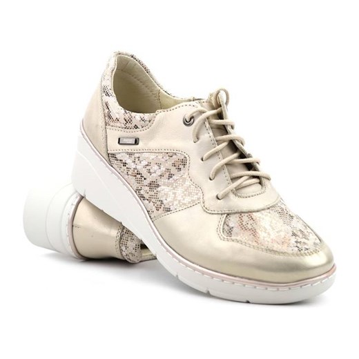 Sneakersy damskie skórzane, wygodne - Helios Komfort 347, złote ze sklepu ulubioneobuwie w kategorii Półbuty damskie - zdjęcie 160488067