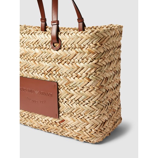 Torba shopper z aplikacją z logo model ‘STRAW’ Emporio Armani One Size wyprzedaż Peek&Cloppenburg
