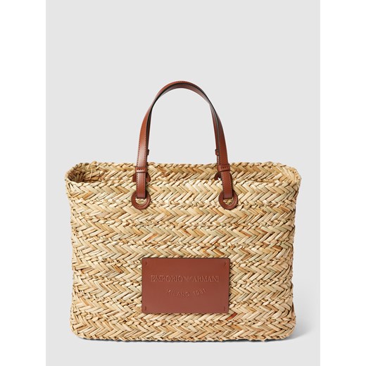 Torba shopper z aplikacją z logo model ‘STRAW’ Emporio Armani One Size promocyjna cena Peek&Cloppenburg