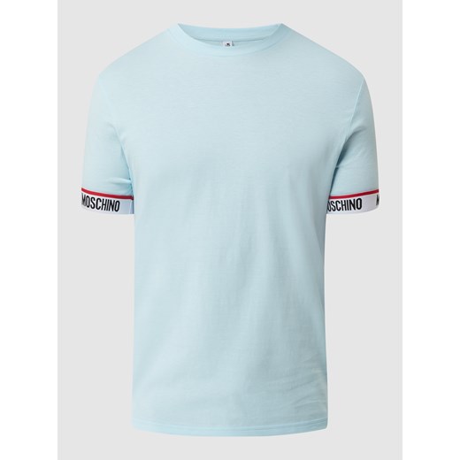 T-shirt męski Moschino niebieski z krótkim rękawem casual 