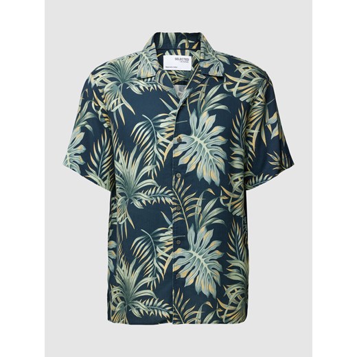 Koszula męska Selected Homme z krótkim rękawem z klasycznym kołnierzykiem z nadrukami z lyocellu 