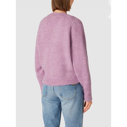 Sweter damski różowy Betty & Co Grey casual z dekoltem v
