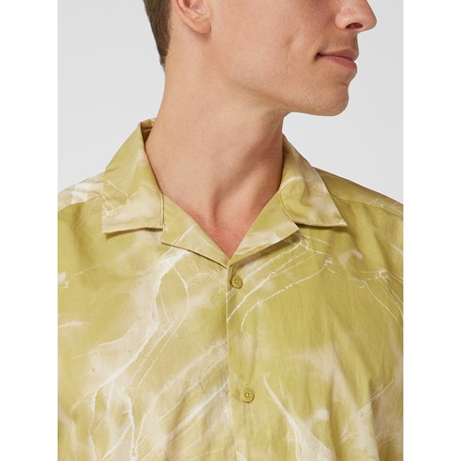 Esprit koszula męska bawełniana z klasycznym kołnierzykiem w abstrakcyjne wzory z krótkim rękawem 
