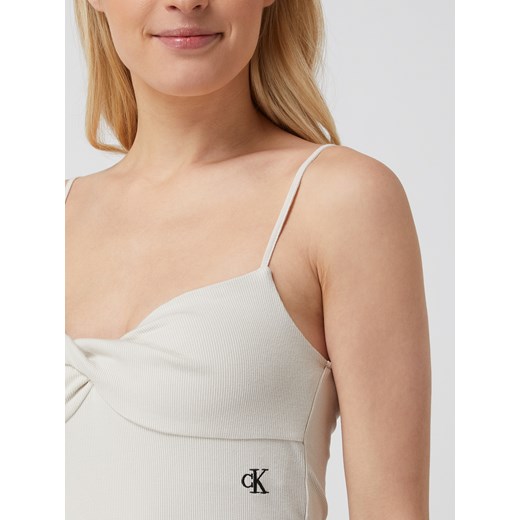 Calvin Klein sukienka dopasowana biała na ramiączkach 