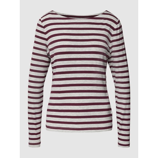 Wielokolorowa bluzka damska Betty & Co Grey w paski z elastanu z długimi rękawami z okrągłym dekoltem