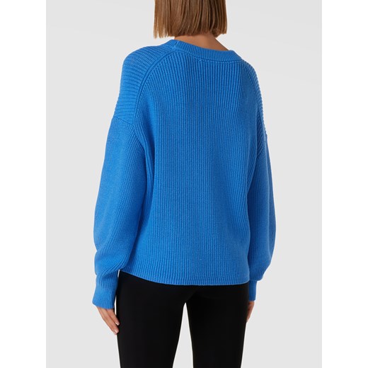 Sweter damski Moves niebieski z okrągłym dekoltem 