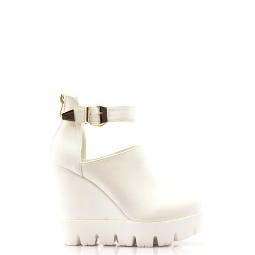 Białe Sandały White Fashion Sandals Covered born2be-pl bezowy sandały