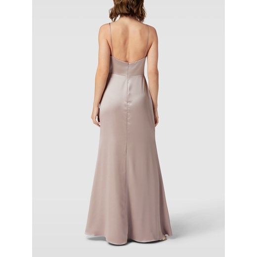 Sukienka Laona elegancka z satyny maxi na ślub cywilny na ramiączkach 