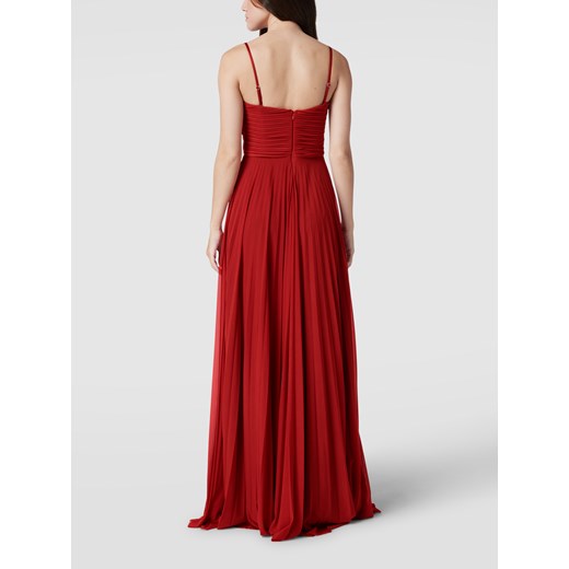 Sukienka Troyden Collection na ramiączkach z dekoltem v maxi czerwona elegancka 