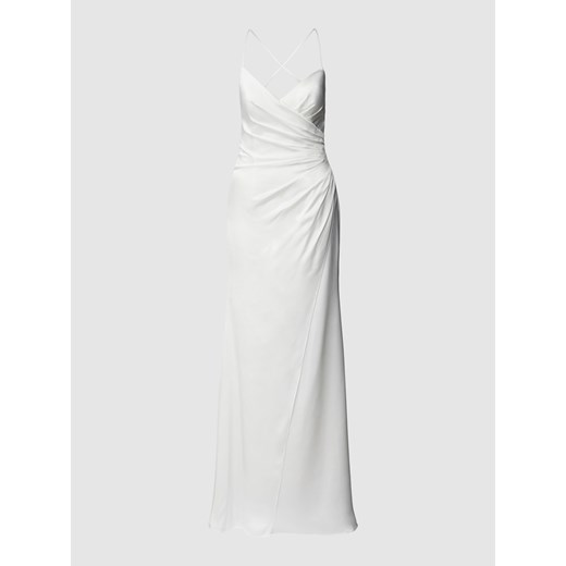 Sukienka Luxuar Fashion kopertowa biała bez rękawów 